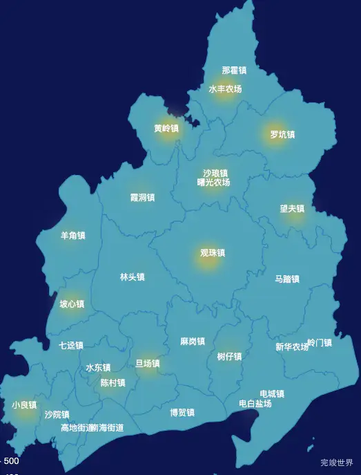 echarts茂名市电白区geoJson地图热力图